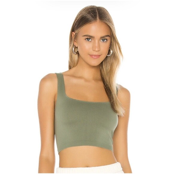 Free People Scoop Neck Top Women Size XS/S Army Green - Picture 2 of 14